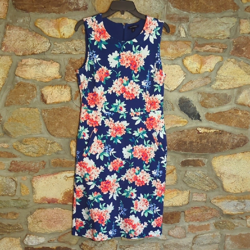 Land's End Floral Sleeveless Dress - Blue and Pink